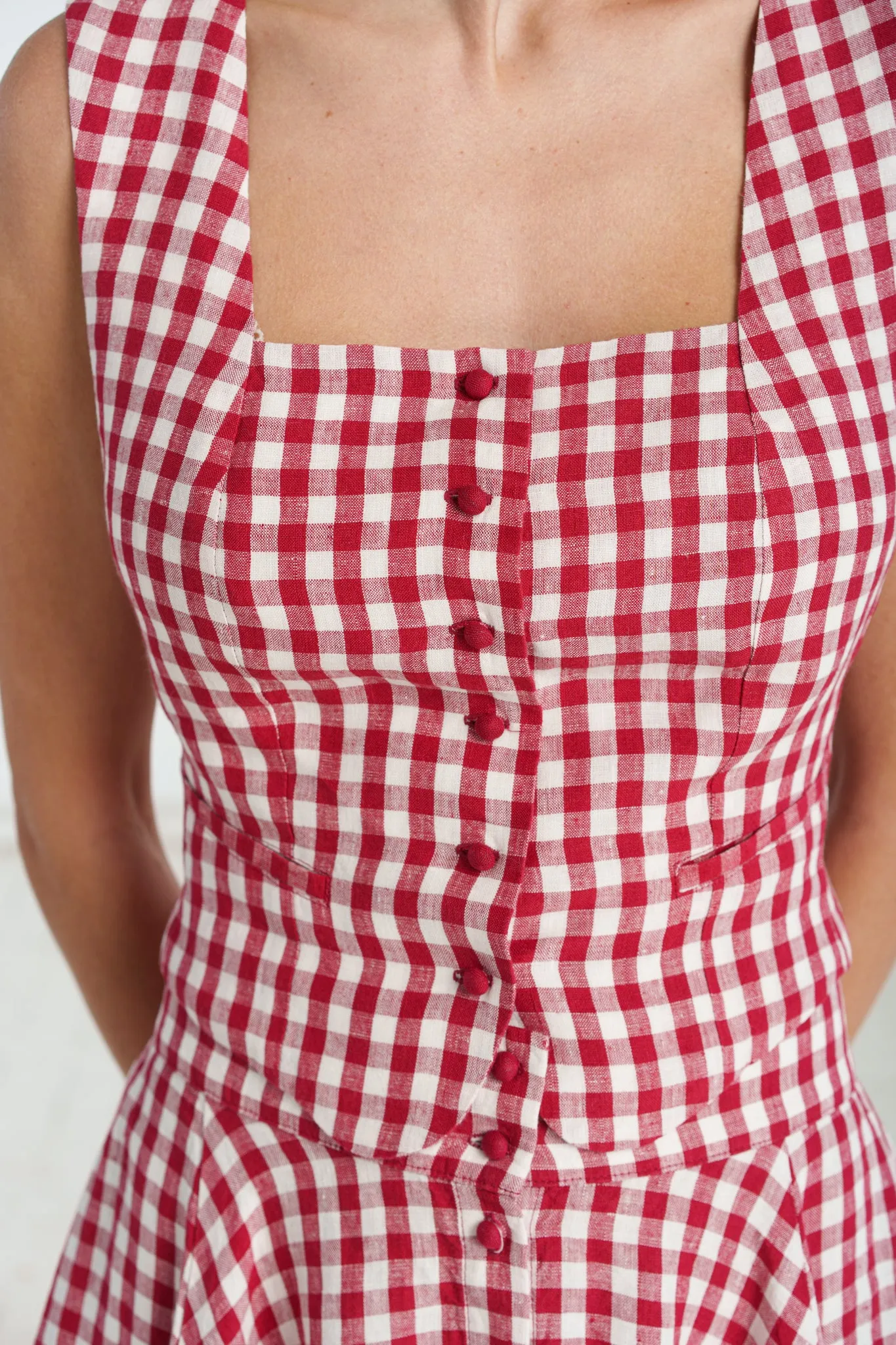 Second Breakfast Vest, Sleeveless, Red Gingham sold by Son de Flor product image thumbnail 5