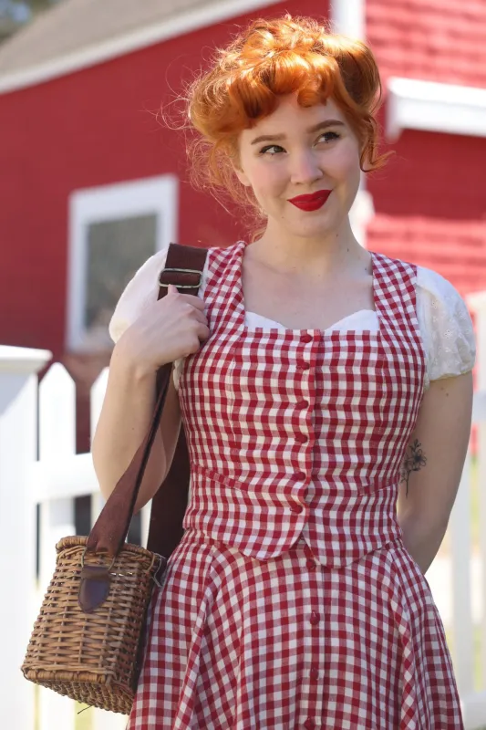 Second Breakfast Vest, Sleeveless, Red Gingham sold by Son de Flor