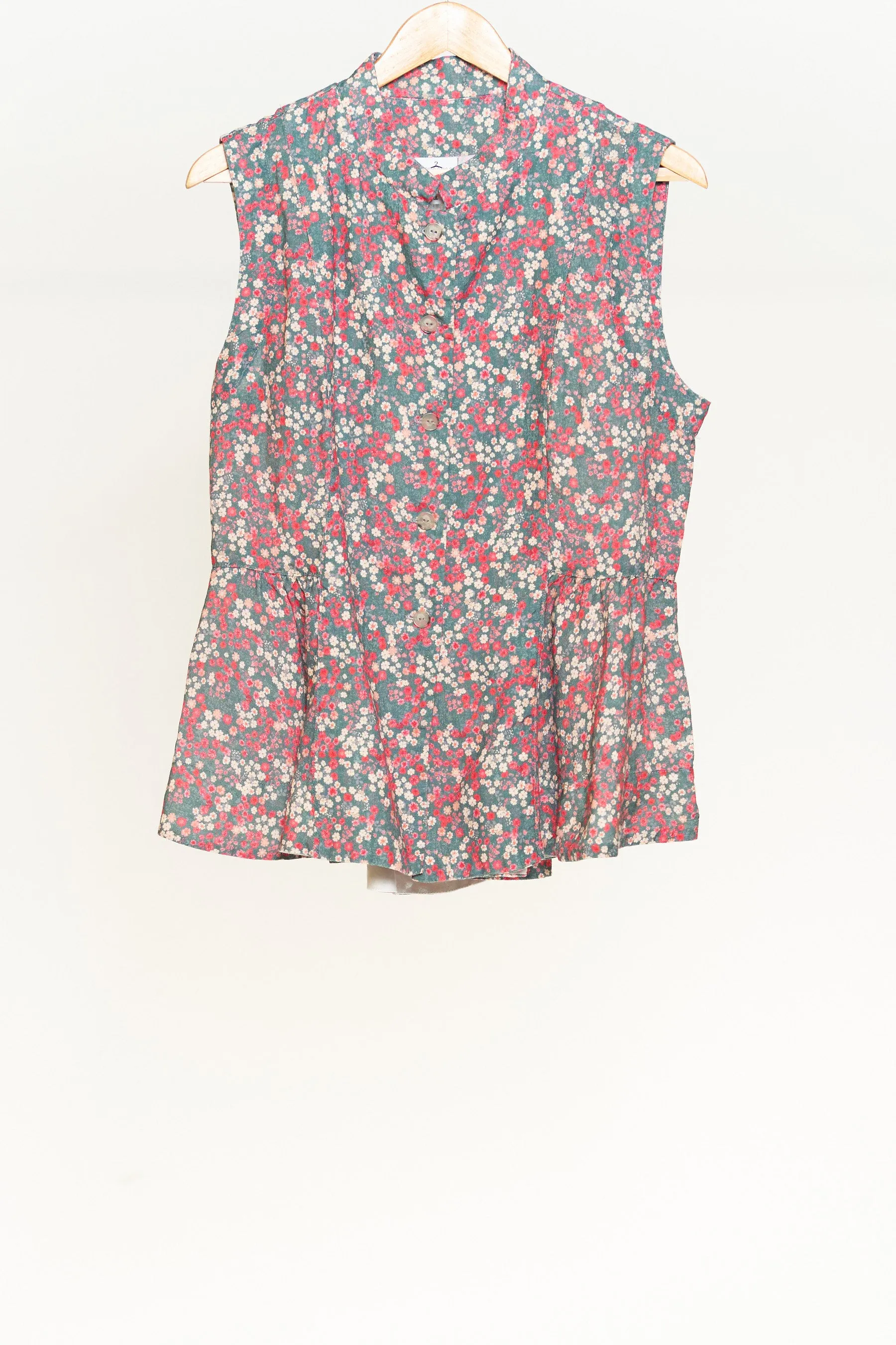 Peplum Vest, Ditsy Floral, Sleeveless sold by Son de Flor