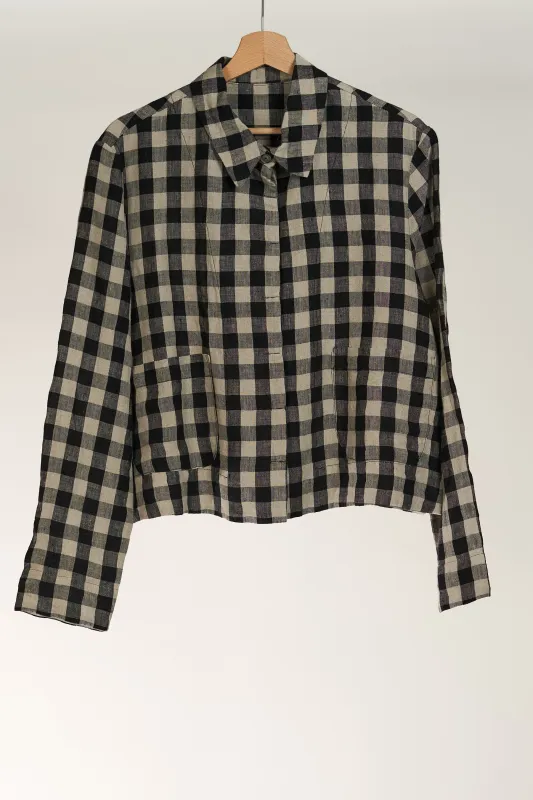 Cropped Blazer,  Black Checkers, Long Sleeve sold by Son de Flor