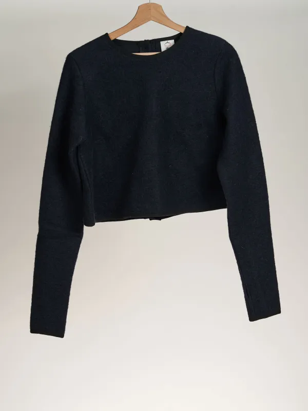 Night Navy Crop Sweater, Wool sold by Son de Flor