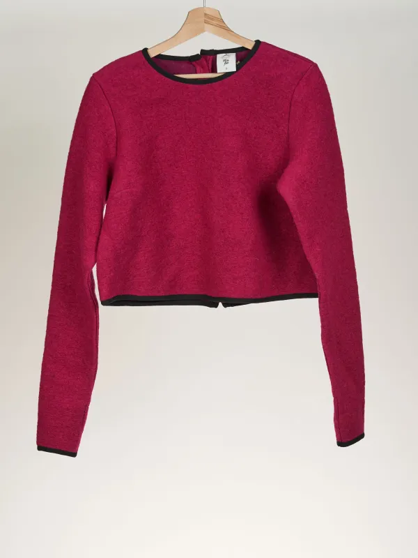 Fuchsia Pink Crop Sweater, Wool sold by Son de Flor