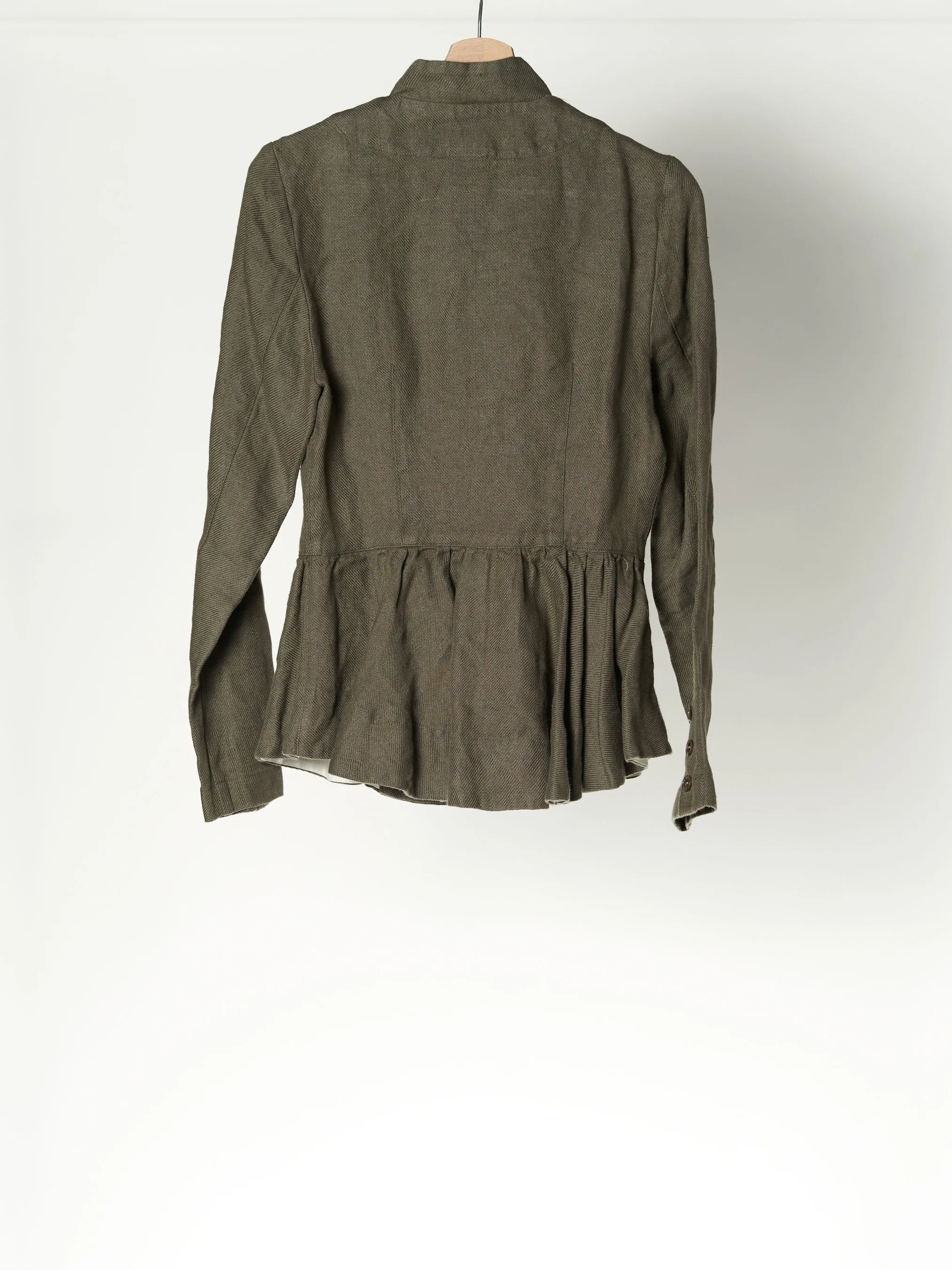 Twill Linen Peplum Jacket, Long Sleeve, Pine Green sold by Son de Flor product image thumbnail 2