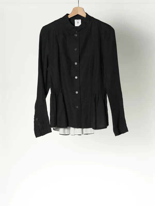 Black Pansy Peplum Jacket, Long Sleeve sold by Son de Flor