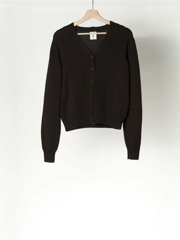 Espresso Brown Elaine Cardigan, Merino Wool sold by Son de Flor