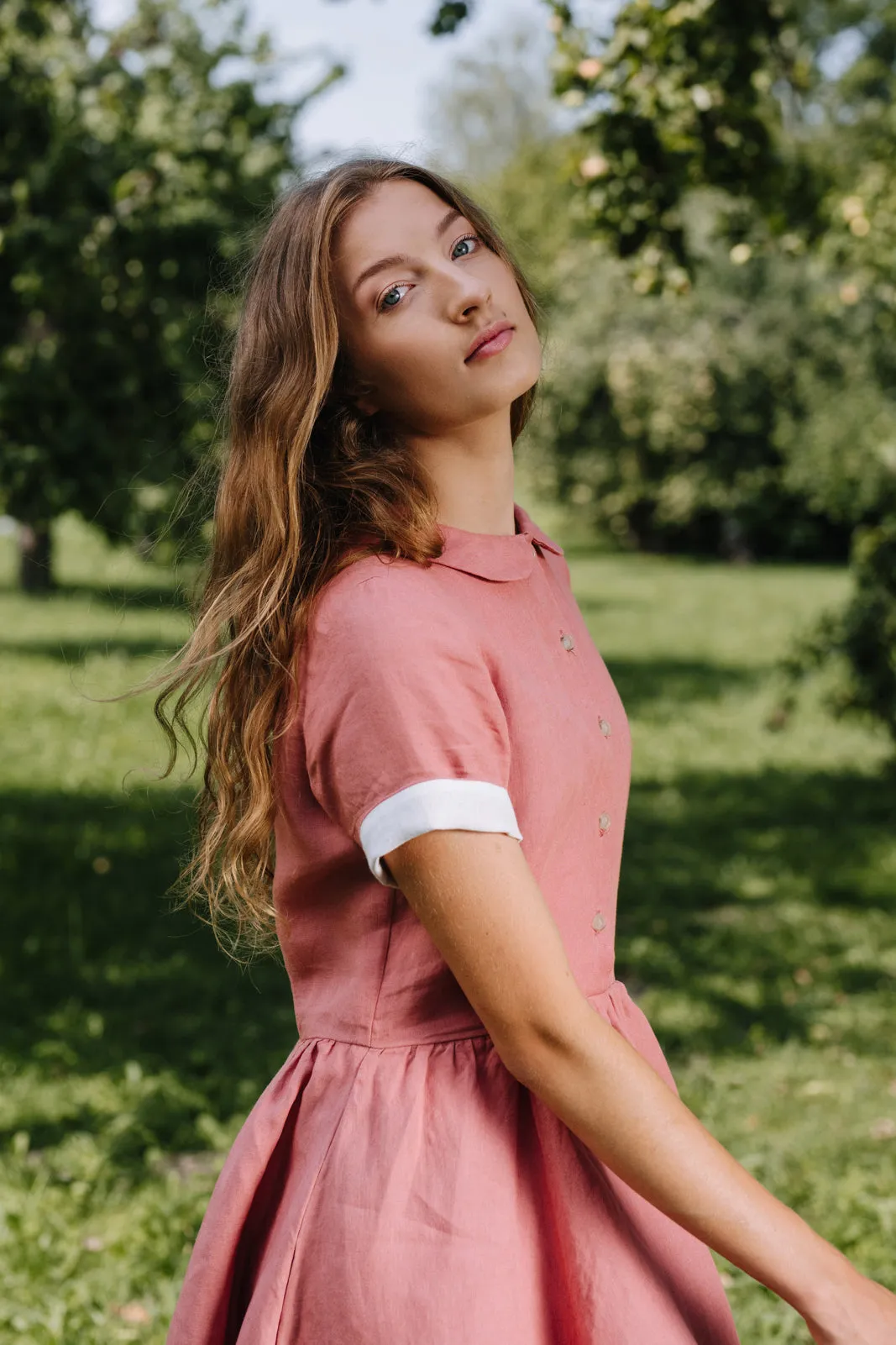 Mini Classic Dress, Short Sleeve, Vintage Pink sold by Son de Flor