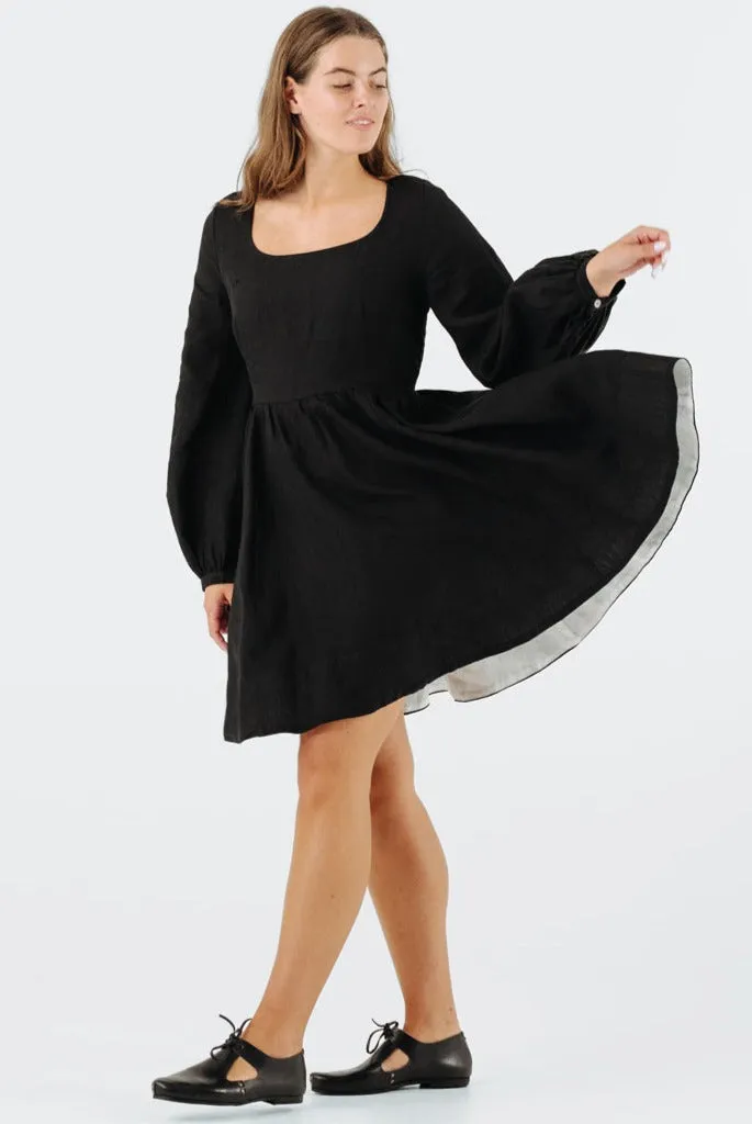 Mini Carmen Dress, Long Sleeve, Black Pansy sold by Son de Flor product image thumbnail 5