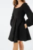 Mini Carmen Dress, Long Sleeve, Black Pansy sold by Son de Flor