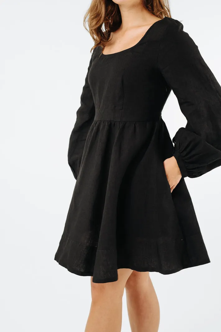 Mini Carmen Dress, Long Sleeve, Black Pansy sold by Son de Flor product image thumbnail 3