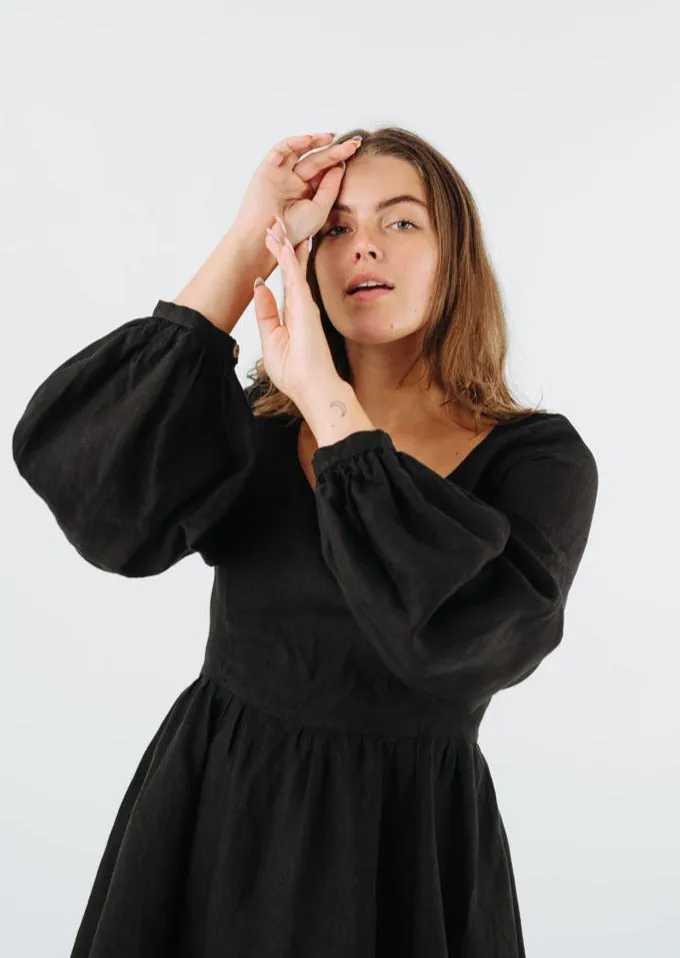 Mini Carmen Dress, Long Sleeve, Black Pansy sold by Son de Flor product image thumbnail 2