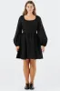Mini Carmen Dress, Long Sleeve, Black Pansy sold by Son de Flor
