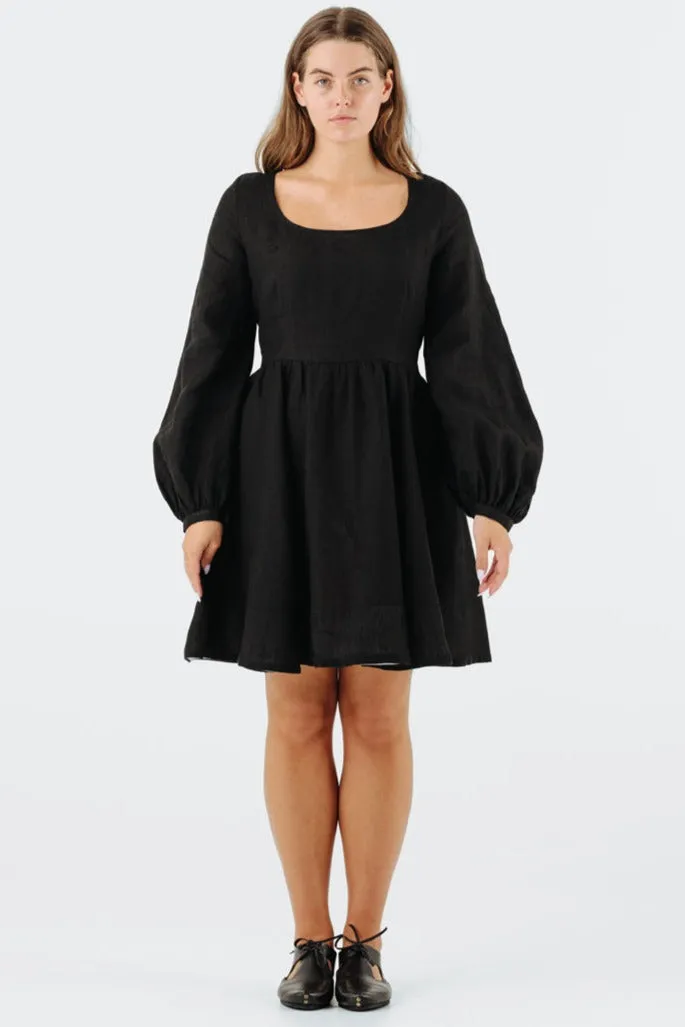 Mini Carmen Dress, Long Sleeve, Black Pansy sold by Son de Flor product image thumbnail 4