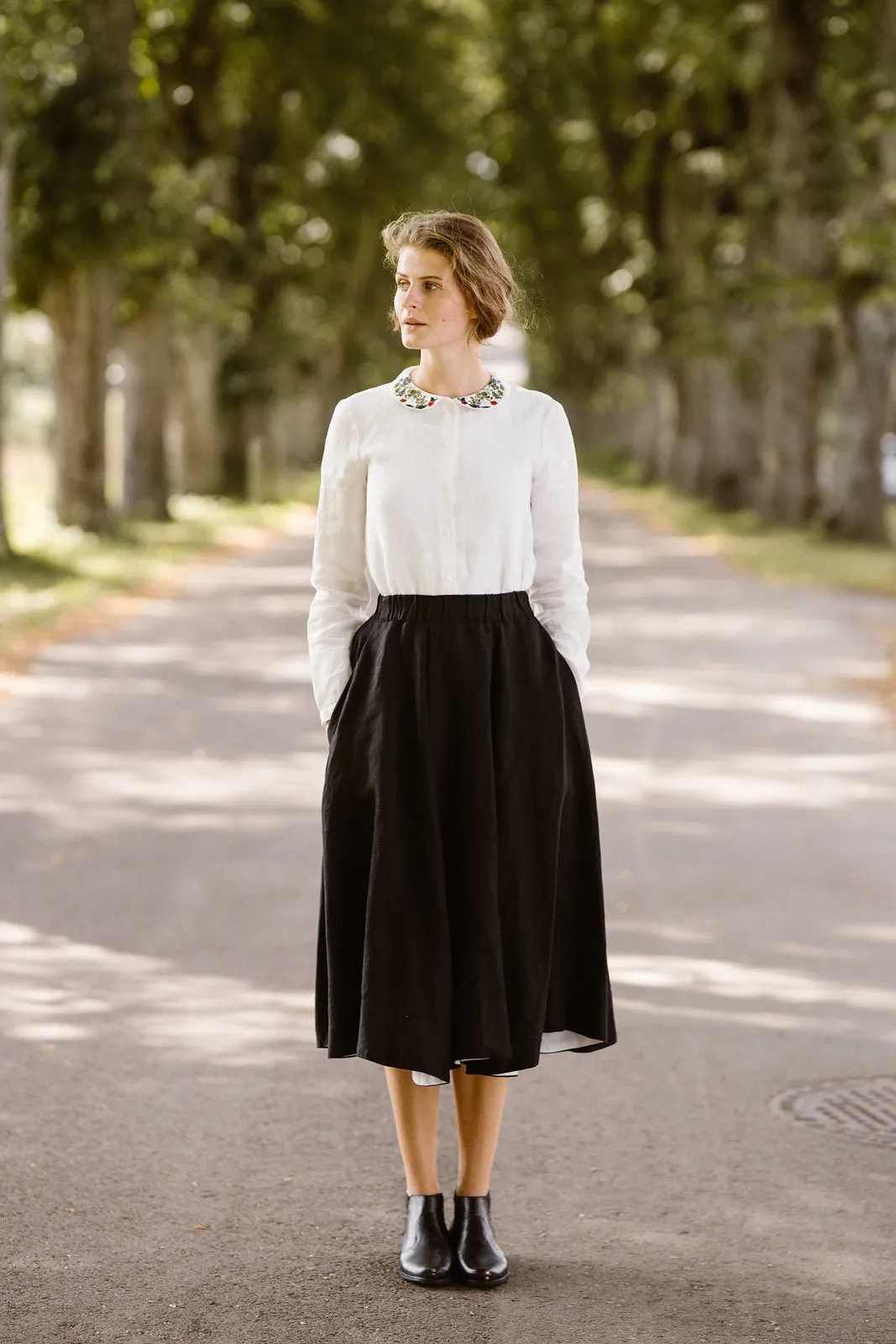 Classic Shirt with Embroidered Collar, Long Sleeve sold by Son de Flor product image thumbnail 4