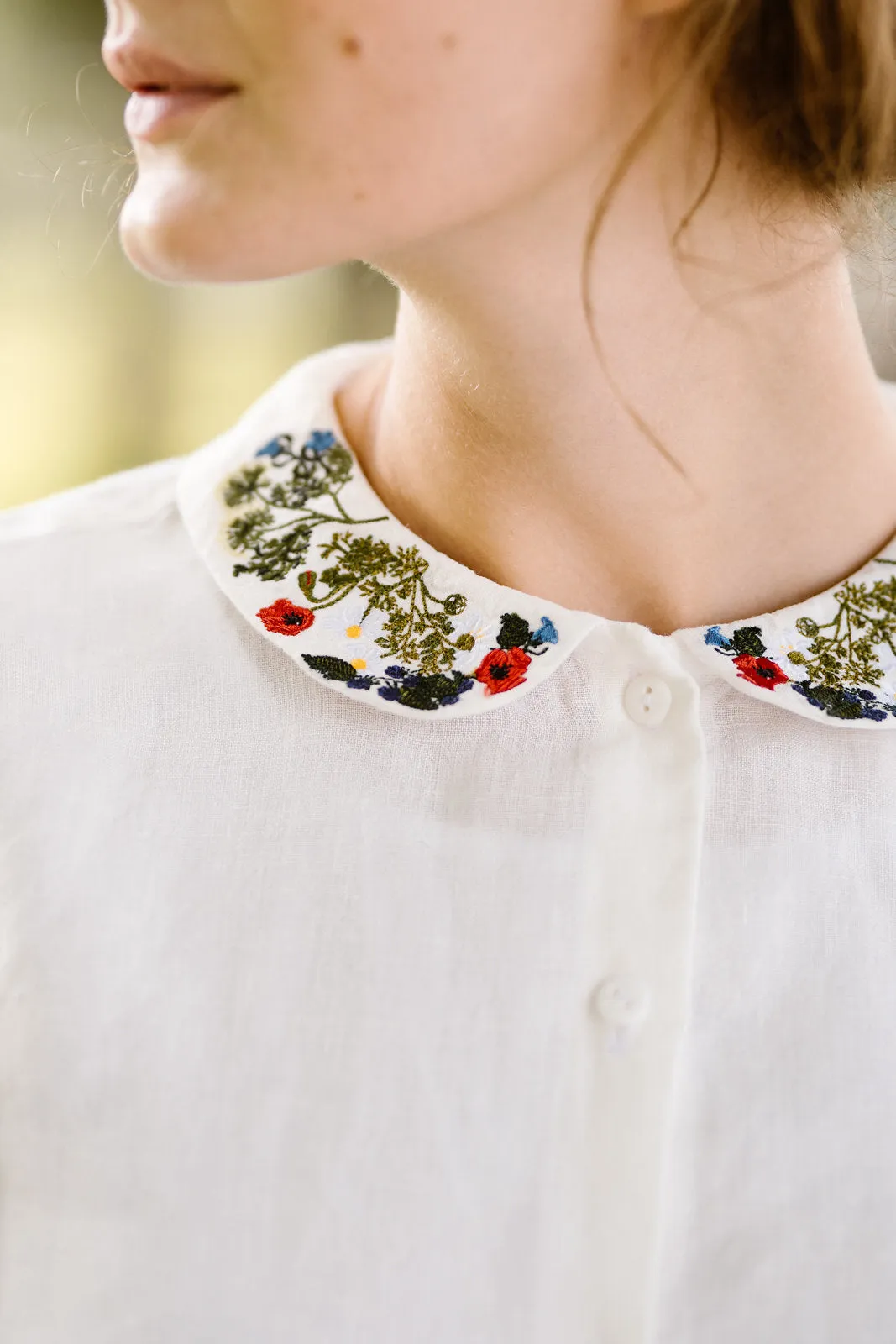 Classic Shirt with Embroidered Collar, Long Sleeve sold by Son de Flor product image thumbnail 3