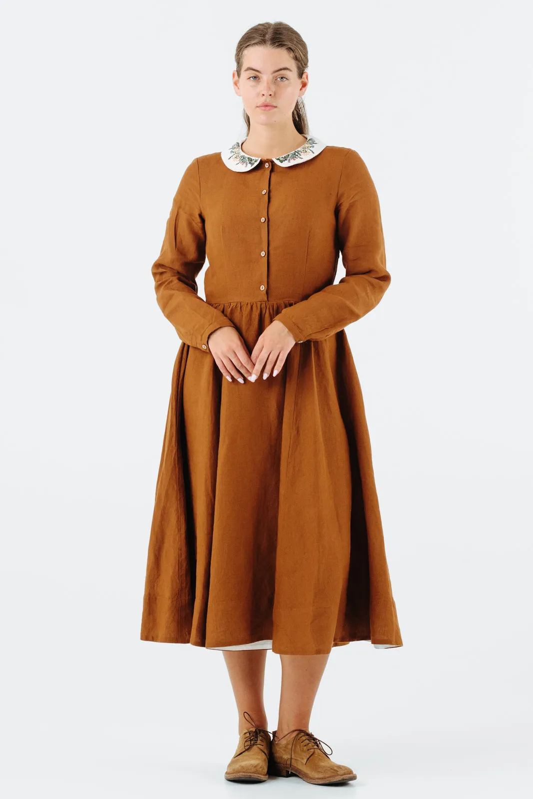 Classic Dress with Embroidered Meadow Collar, Long Sleeve sold by Son de Flor product image thumbnail 2