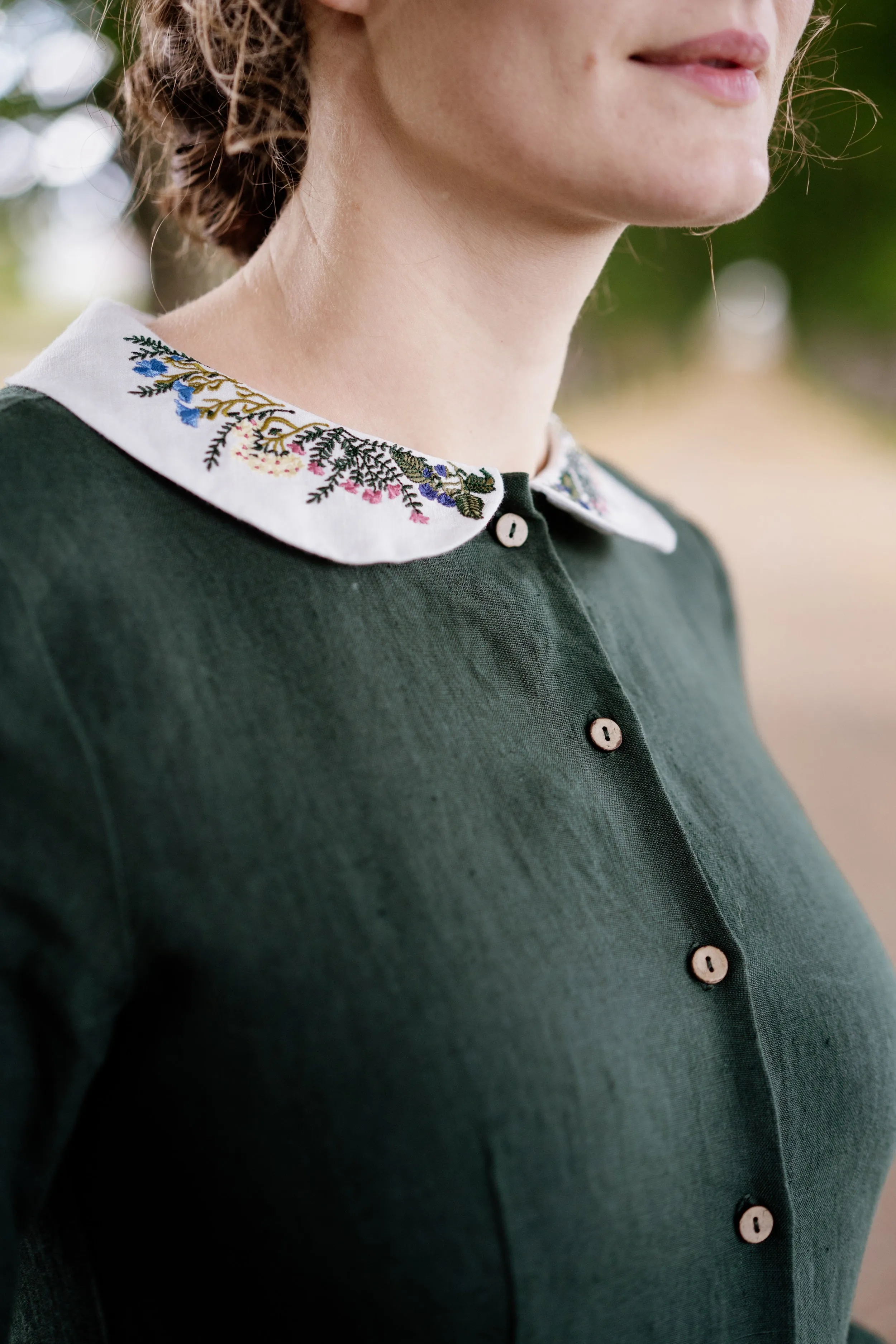 Classic Dress with Embroidered Meadow Collar, Long Sleeve sold by Son de Flor product image thumbnail 3