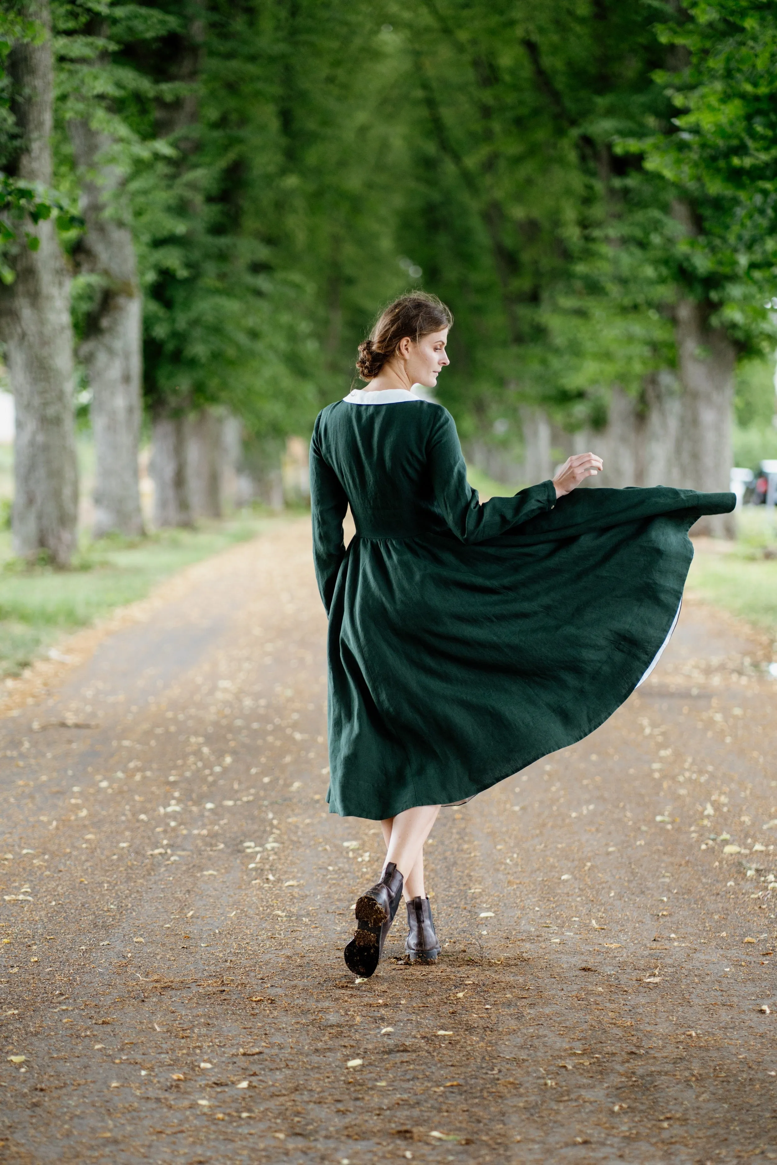 Classic Dress with Embroidered Meadow Collar, Long Sleeve sold by Son de Flor product image thumbnail 5