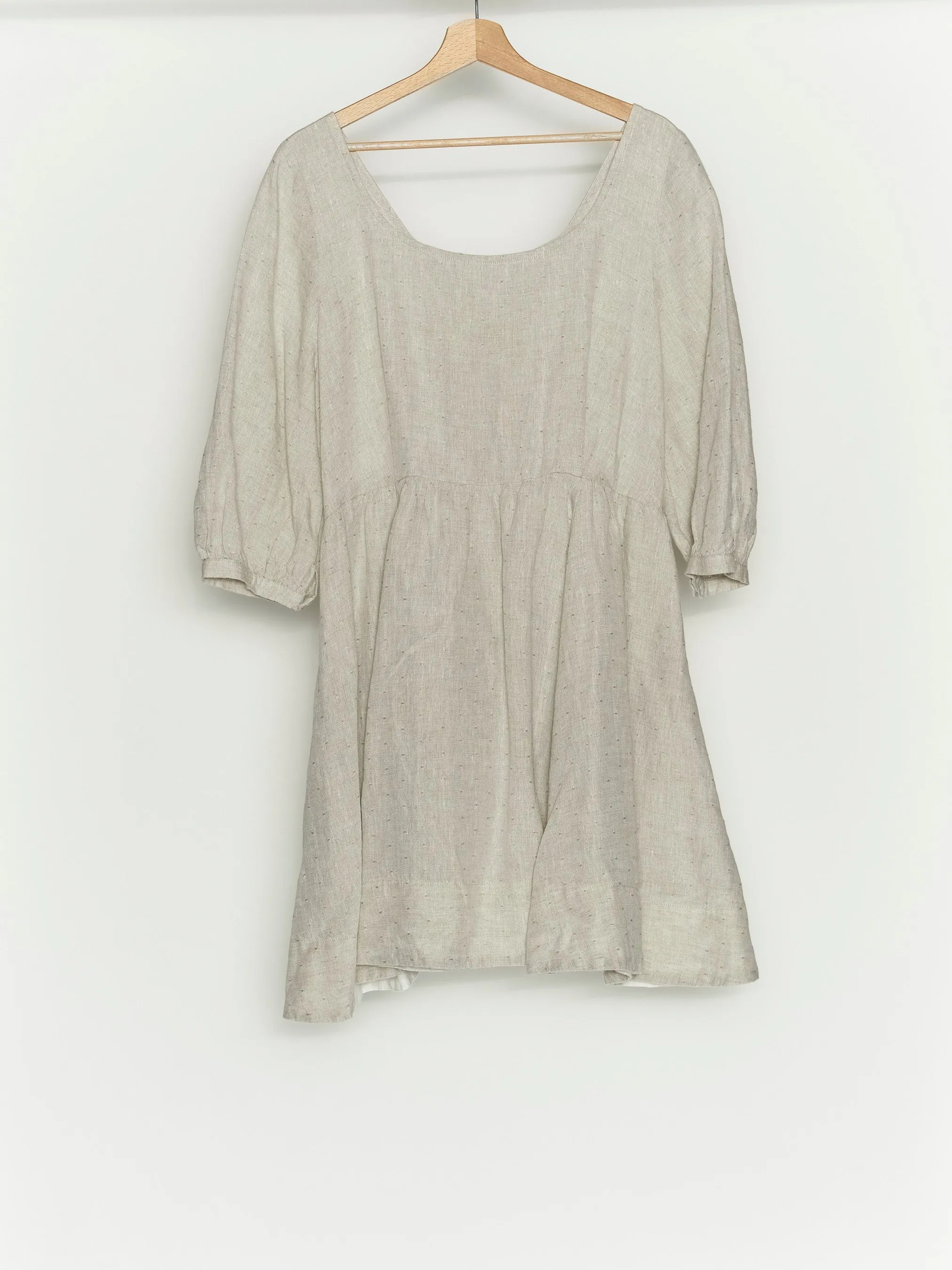 Natural Dot Mini Carmen Dress, 3/4 Sleeve sold by Son de Flor