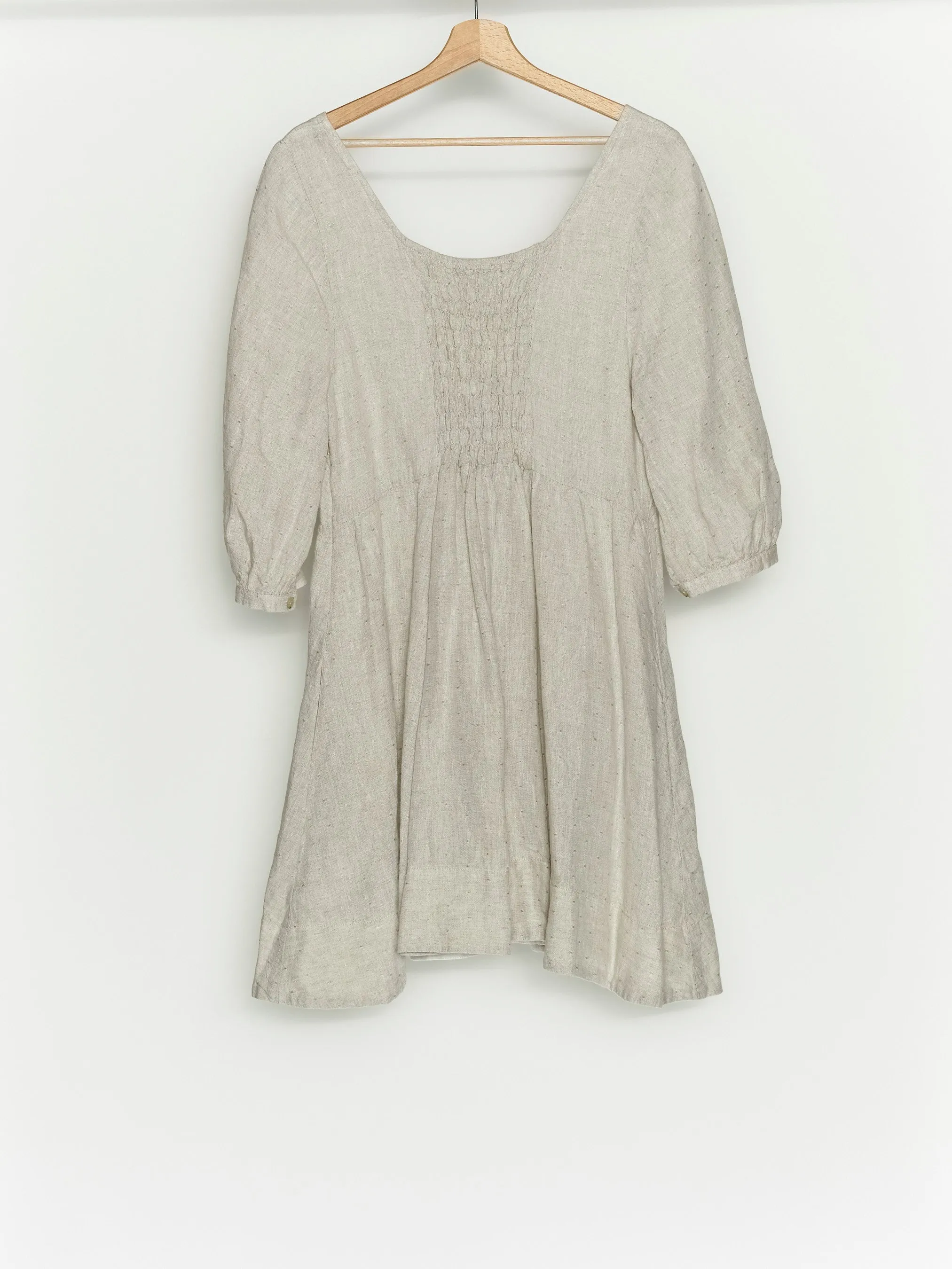 Natural Dot Mini Carmen Dress, 3/4 Sleeve sold by Son de Flor product image thumbnail 2