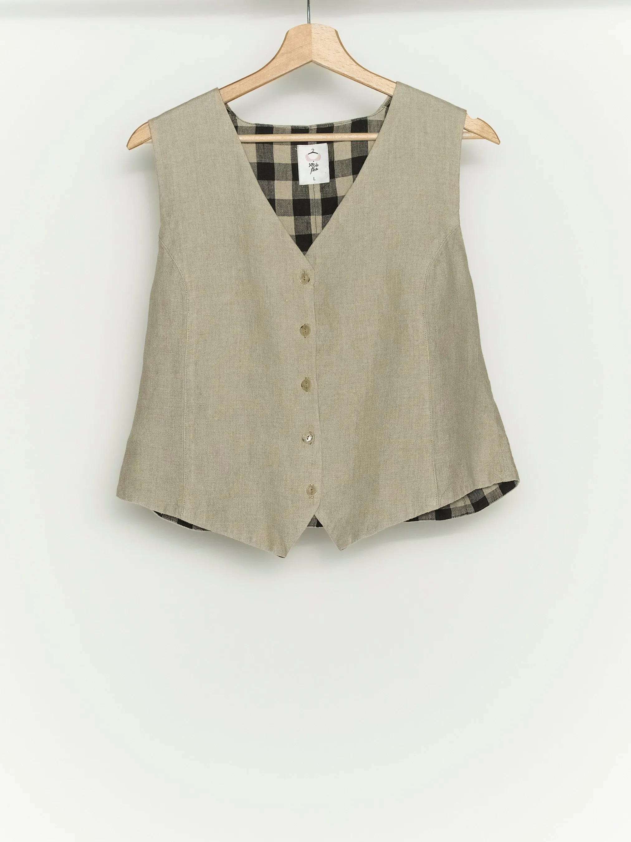 Natural Linen Classic Vest, Sleeveless sold by Son de Flor