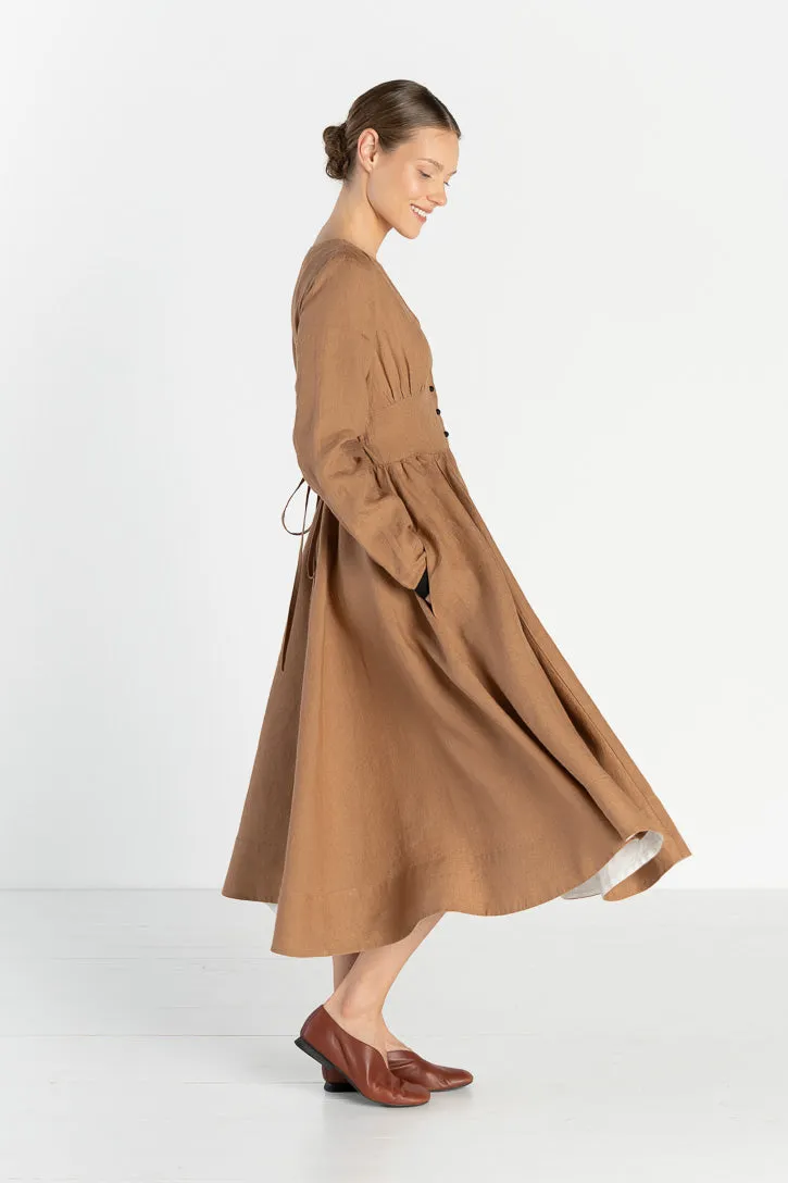 Diane – V-Neck Linen Midi Dress sold by Son de Flor product image thumbnail 5