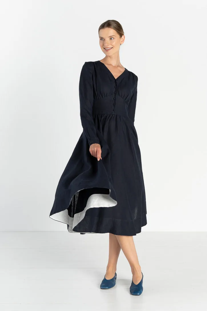 Diane – V-Neck Linen Midi Dress sold by Son de Flor product image thumbnail 4