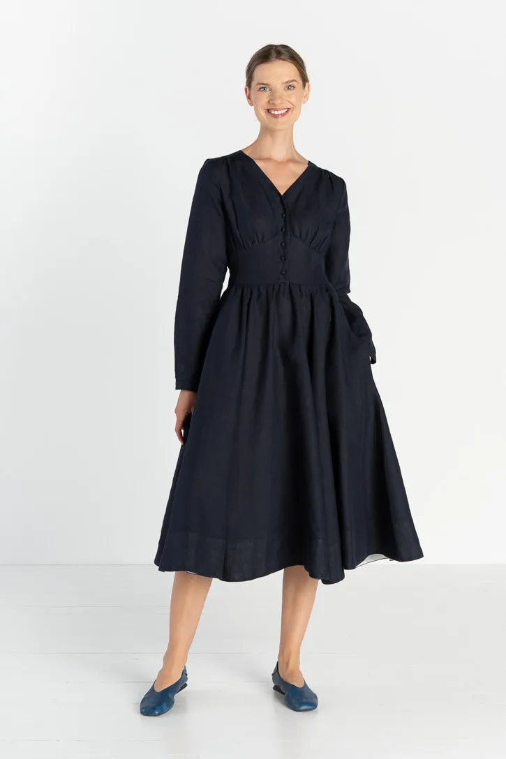 Diane – V-Neck Linen Midi Dress sold by Son de Flor product image thumbnail 2