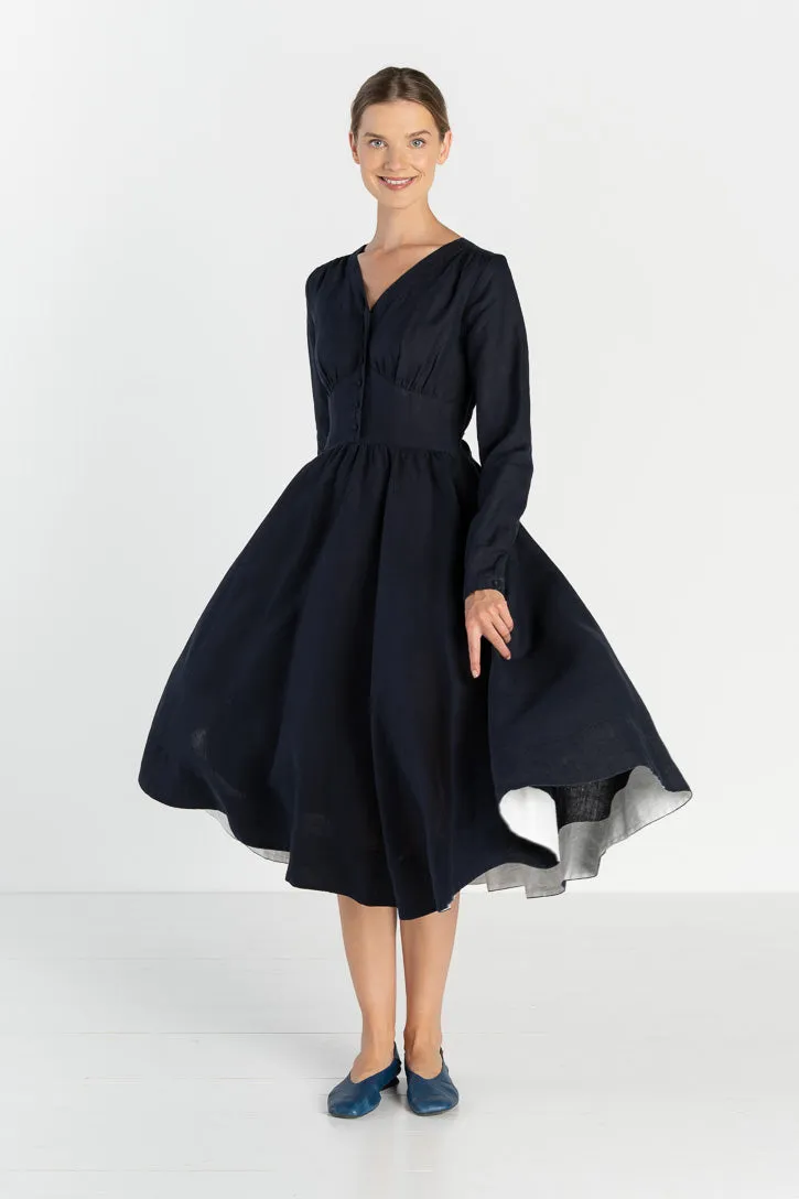 Diane – V-Neck Linen Midi Dress sold by Son de Flor product image thumbnail 3