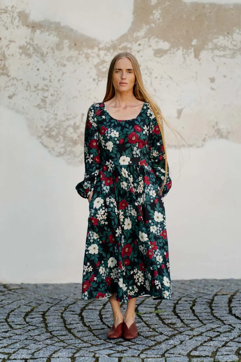 Carmen – Bishop Sleeve Linen Midi Dress sold by Son de Flor product image thumbnail 4