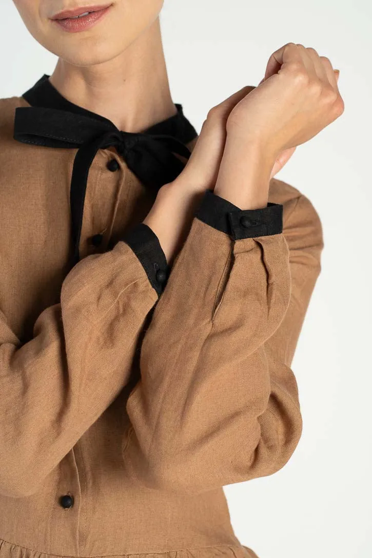 Jasmine – Bow Tie Collar Linen Midi Dress sold by Son de Flor product image thumbnail 5