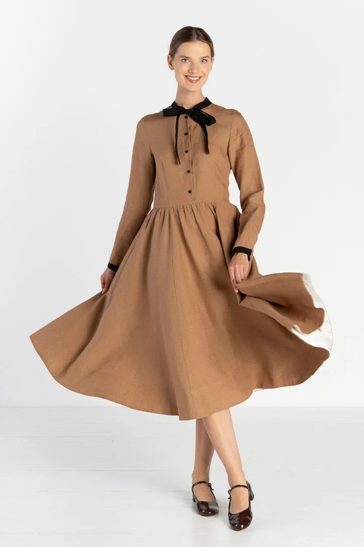 Jasmine – Bow Tie Collar Linen Midi Dress sold by Son de Flor product image thumbnail 2