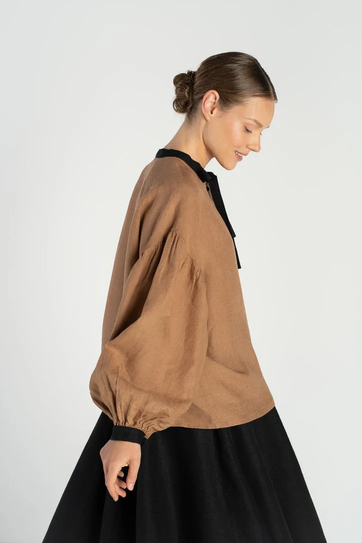 Clementine – Linen Shirt with Bow-Tie Collar sold by Son de Flor product image thumbnail 4