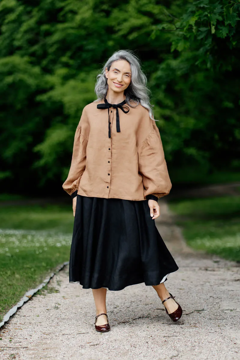 Clementine – Linen Shirt with Bow-Tie Collar sold by Son de Flor product image thumbnail 2