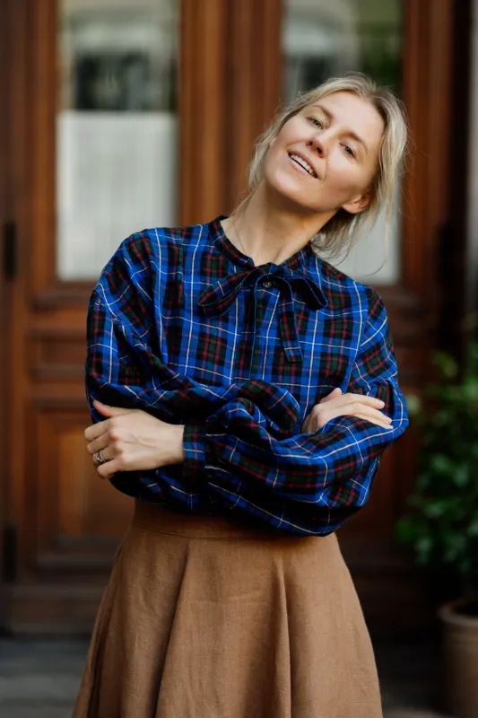 Clementine – Linen Shirt with Bow-Tie Collar sold by Son de Flor