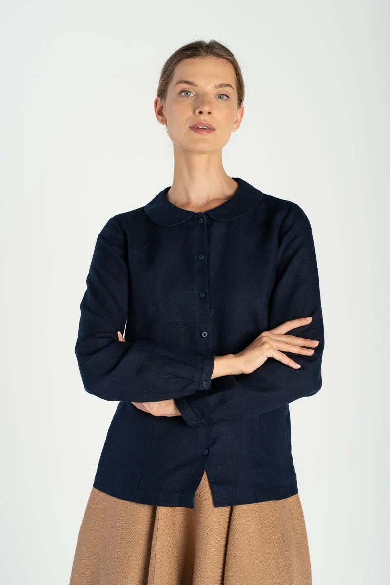 Classic – Linen Shirt with Peter Pan Collar sold by Son de Flor product image thumbnail 3