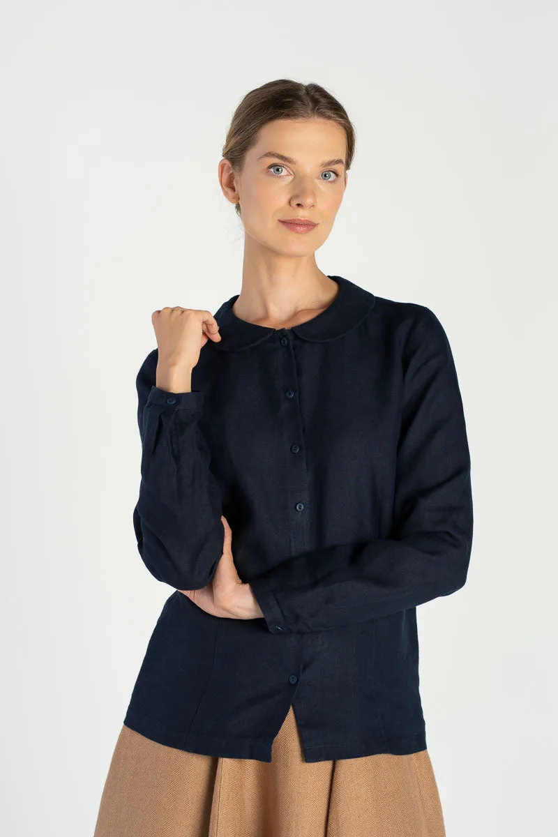 Classic – Linen Shirt with Peter Pan Collar sold by Son de Flor