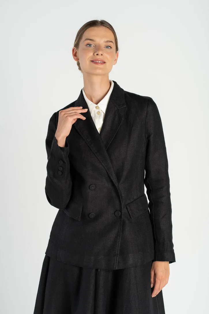Jane – Tailored Twill Linen Jacket with Double-Button Front sold by Son de Flor product image thumbnail 2