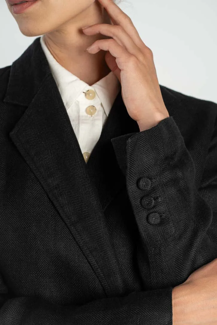 Jane – Tailored Twill Linen Jacket with Double-Button Front sold by Son de Flor product image thumbnail 4