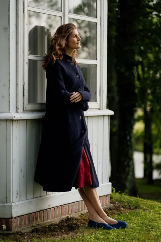 Classic – Virgin Wool Coat with Thumbhole Sleeves sold by Son de Flor