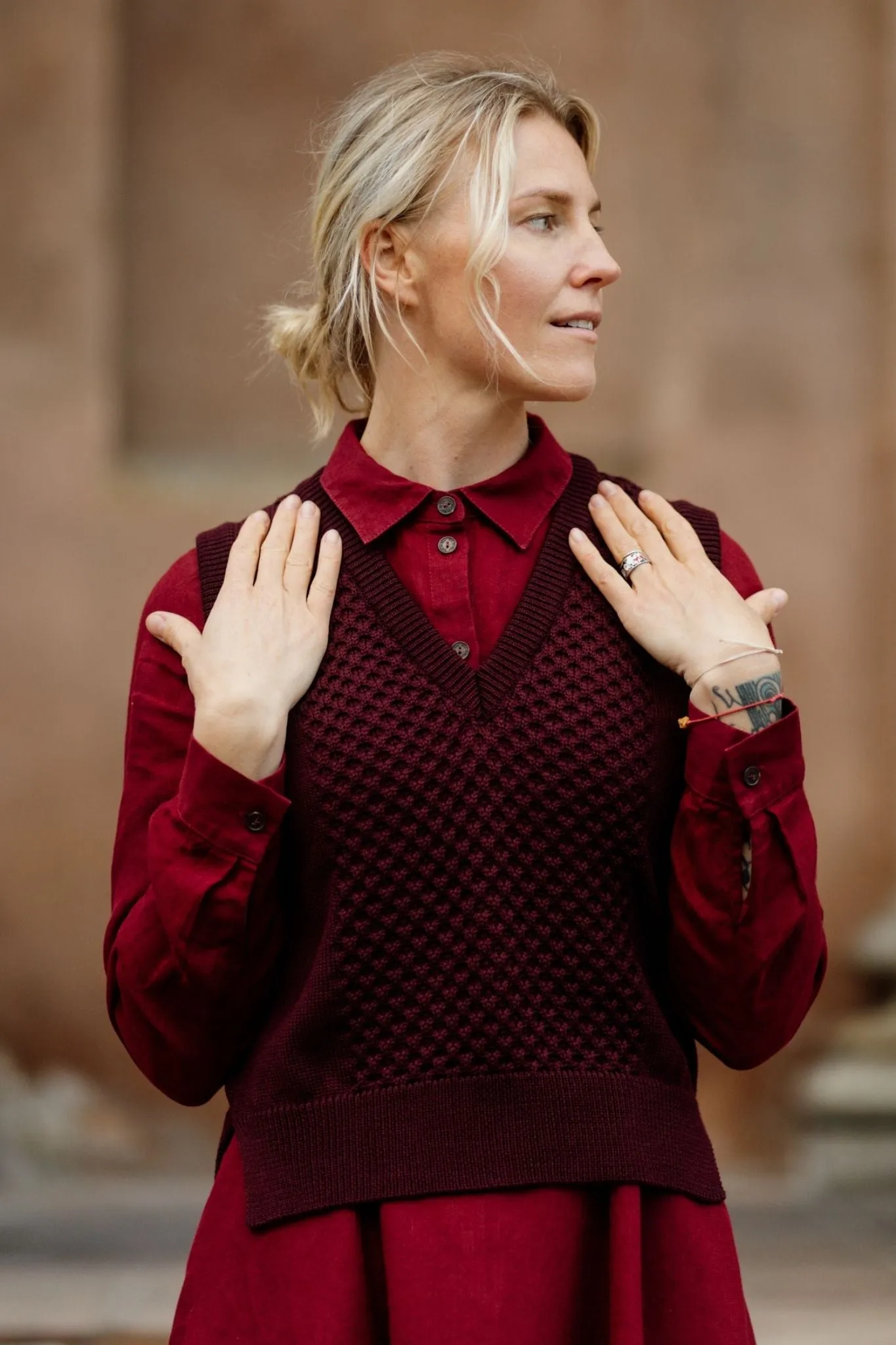 Elaine – Merino Wool Vest with V-Neckline sold by Son de Flor