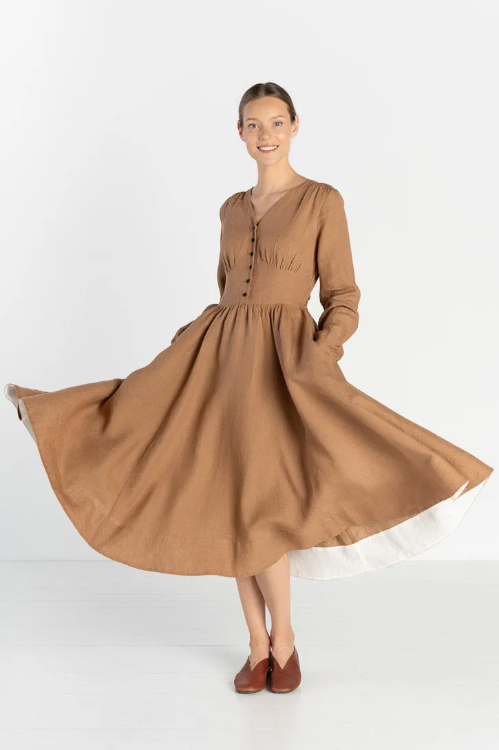 Diane – V-Neck Linen Midi Dress sold by Son de Flor product image thumbnail 2