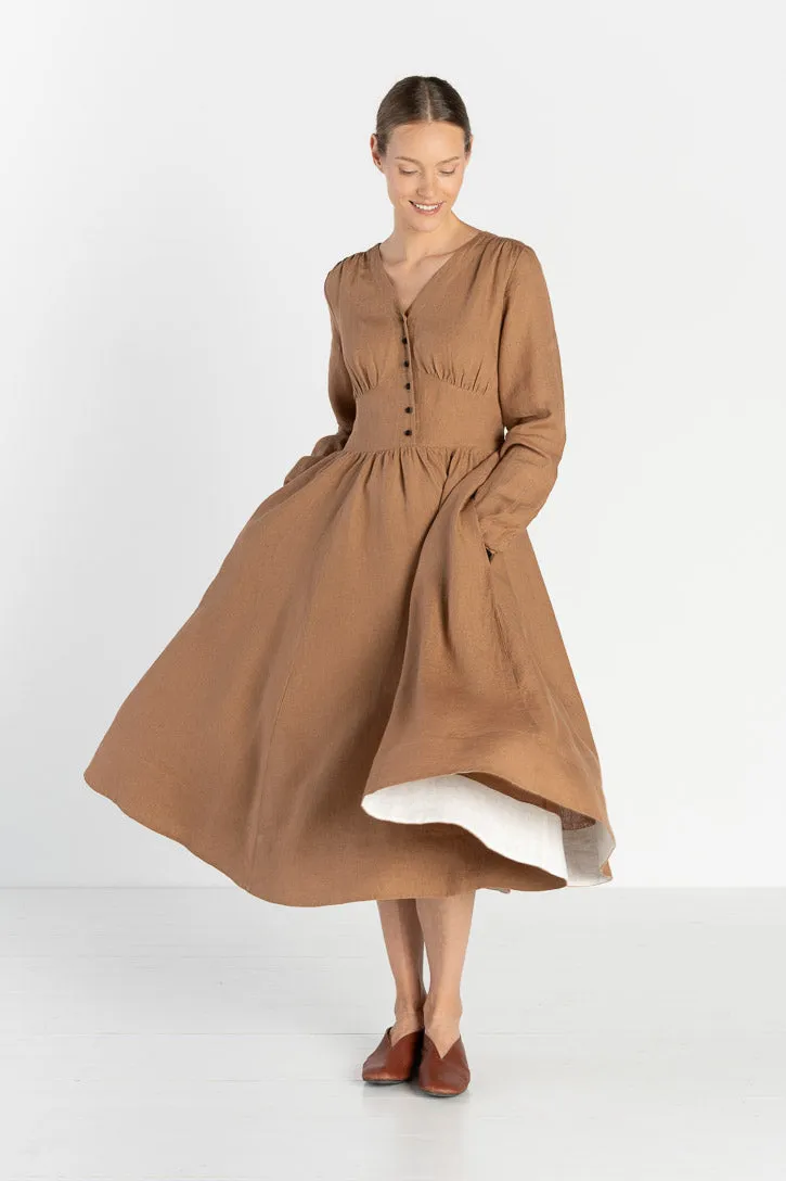 Diane – V-Neck Linen Midi Dress sold by Son de Flor product image thumbnail 4