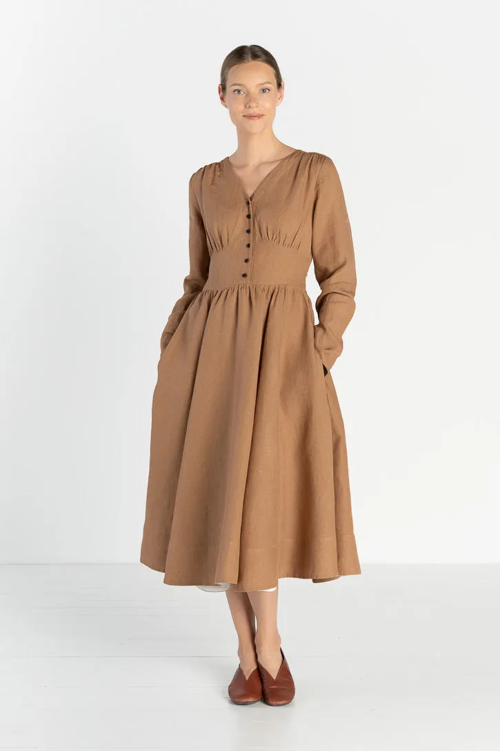 Diane – V-Neck Linen Midi Dress sold by Son de Flor product image thumbnail 3