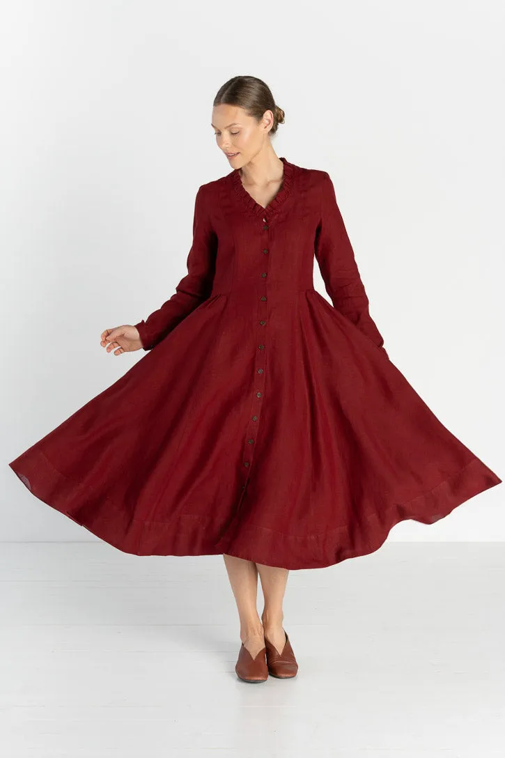 Ophelia – Ruffled V-Neck Linen Midi Dress sold by Son de Flor product image thumbnail 2