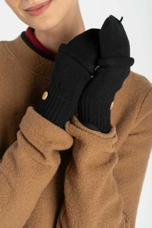 Fingerless Mittens – Merino Wool with Finger Cover sold by Son de Flor