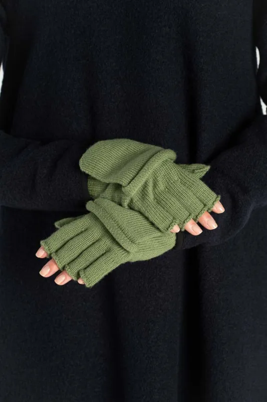 Fingerless Mittens – Merino Wool with Finger Cover sold by Son de Flor