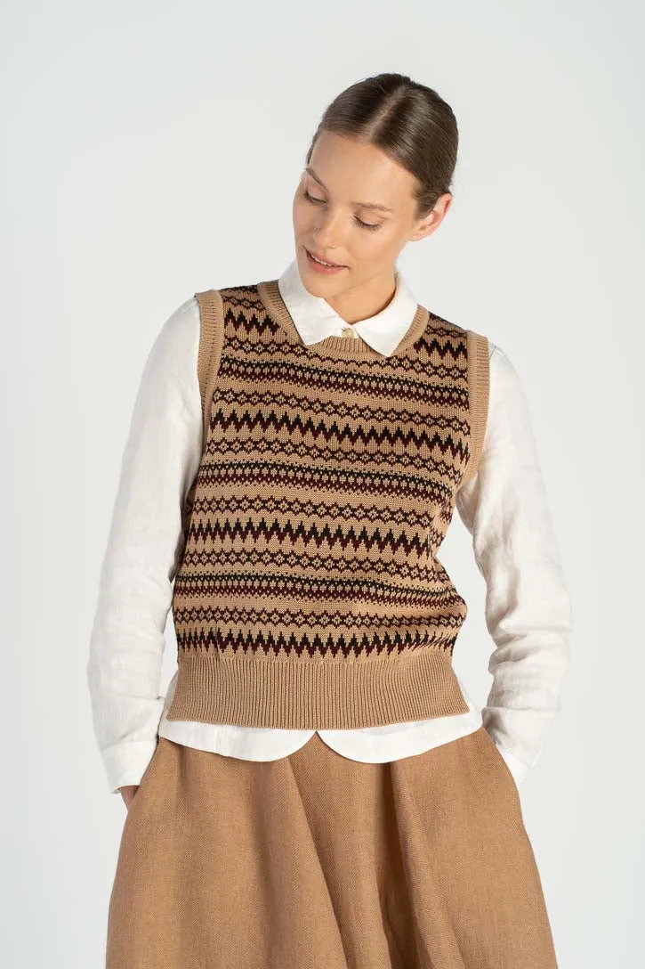 Elaine – Merino Wool Vest with Crew Neckline sold by Son de Flor