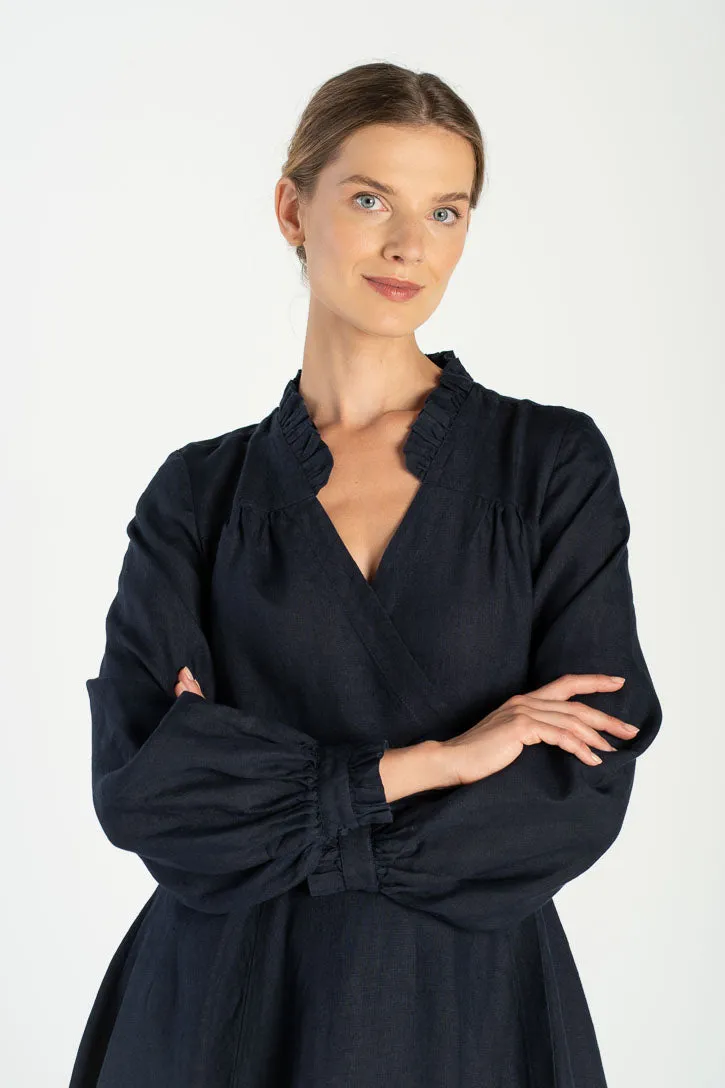 Darcy – Linen Wrap Dress with Ruffled V-Neckline sold by Son de Flor product image thumbnail 4