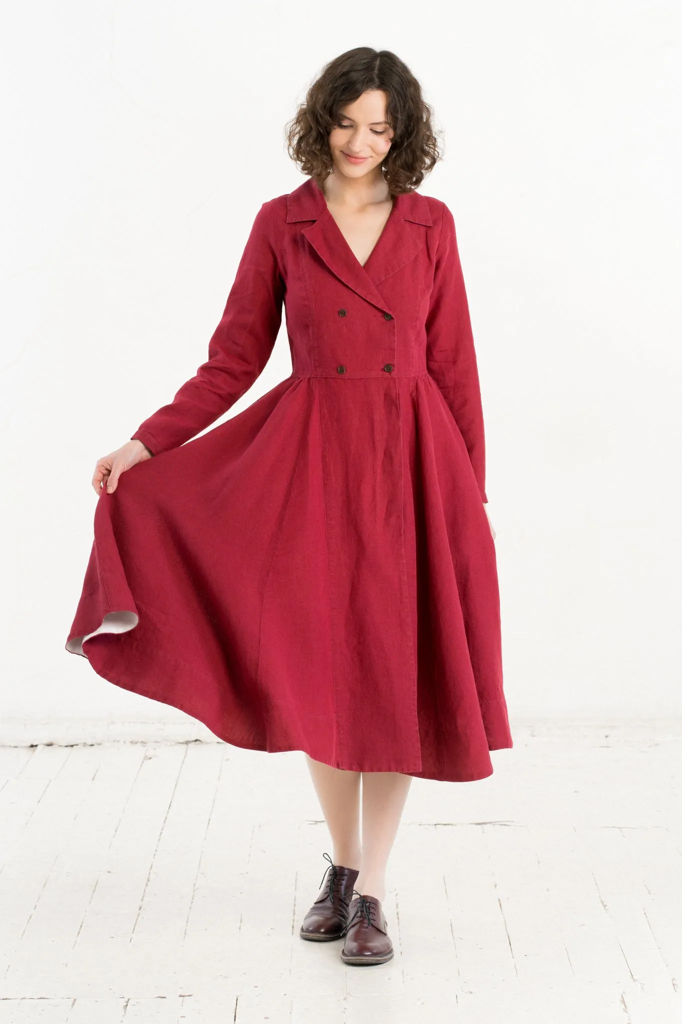 Enola Dress, Long Sleeve, Marsala Red sold by Son de Flor product image thumbnail 3
