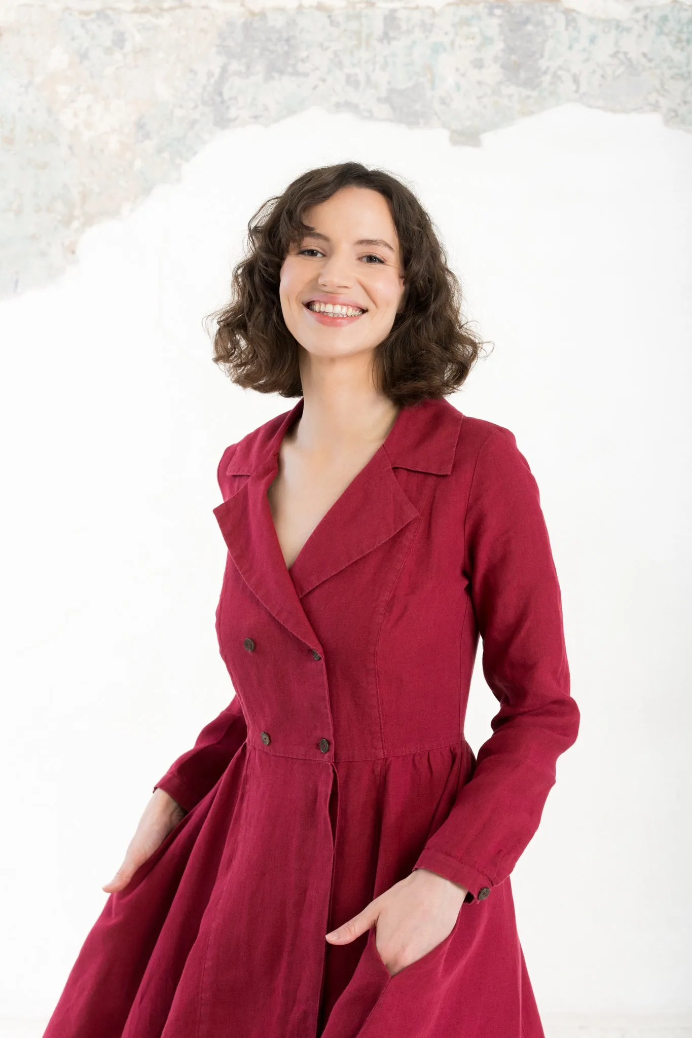 Enola Dress, Long Sleeve, Marsala Red sold by Son de Flor product image thumbnail 4